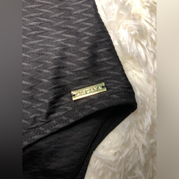 VENUS Lascana Black Bandeau One-Piece Swimsuit with gold zipper size 8 C/D - Picture 6 of 14